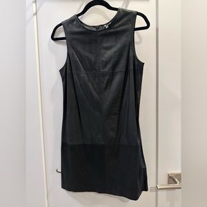 Cusp black 100% leather shell mini dress